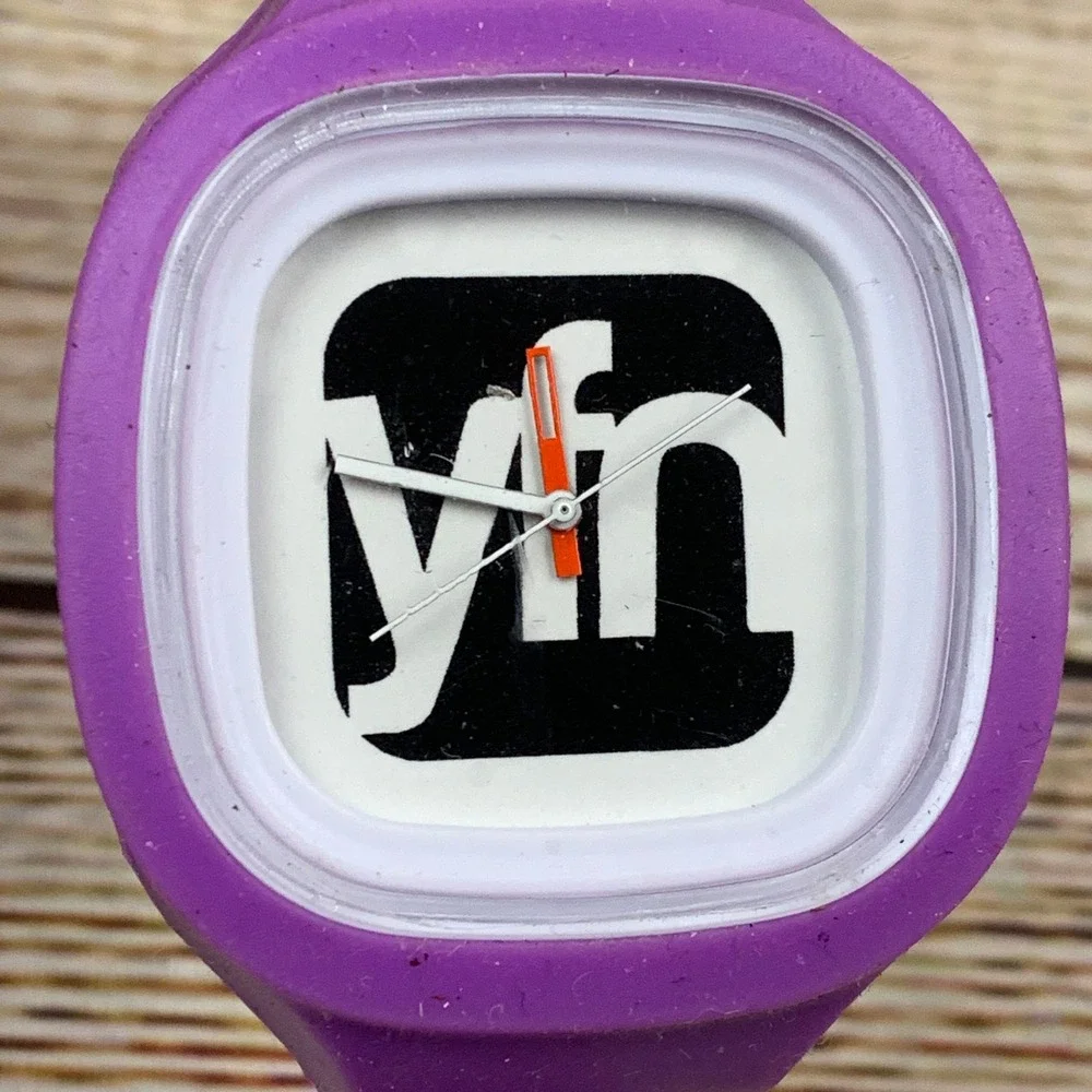 Novelty YFN Watch Purple White Orange Black Statement Square Design‎ UNTESTED